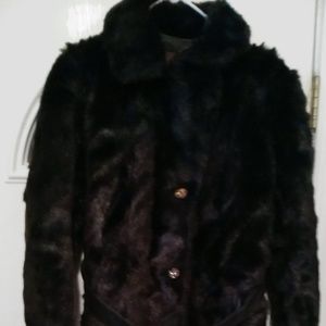 BROWN FUR COAT WITH BELT